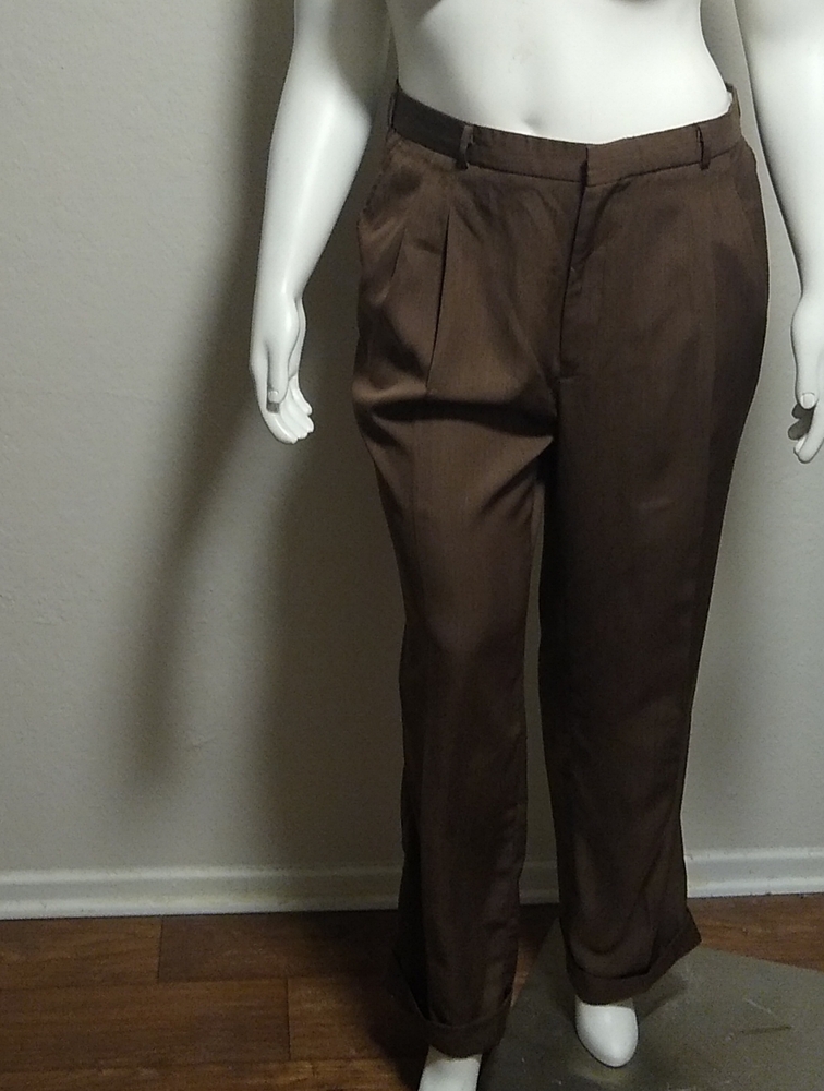 Montique 42 L Brown Mens Polyester Dress Pants
